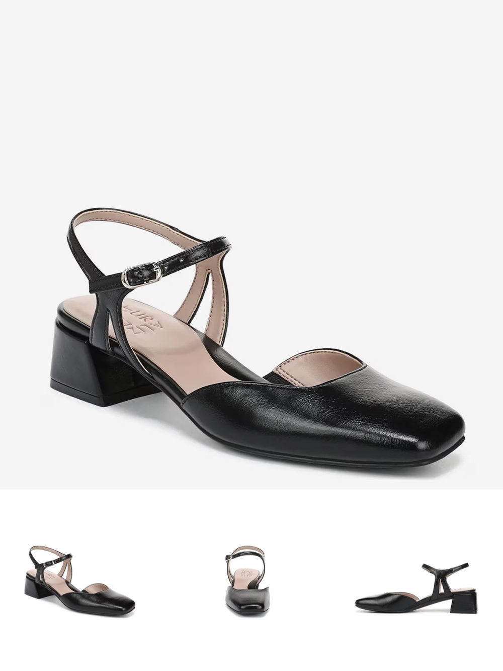 Naturalizer Square-Toe Low Block Heel Slingbacks